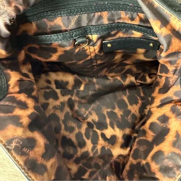 B. MAKOWSKY Black Leather Shoulder Bag Hobo Slouchy Chunky Magnetic Closure - Picture 8 of 16